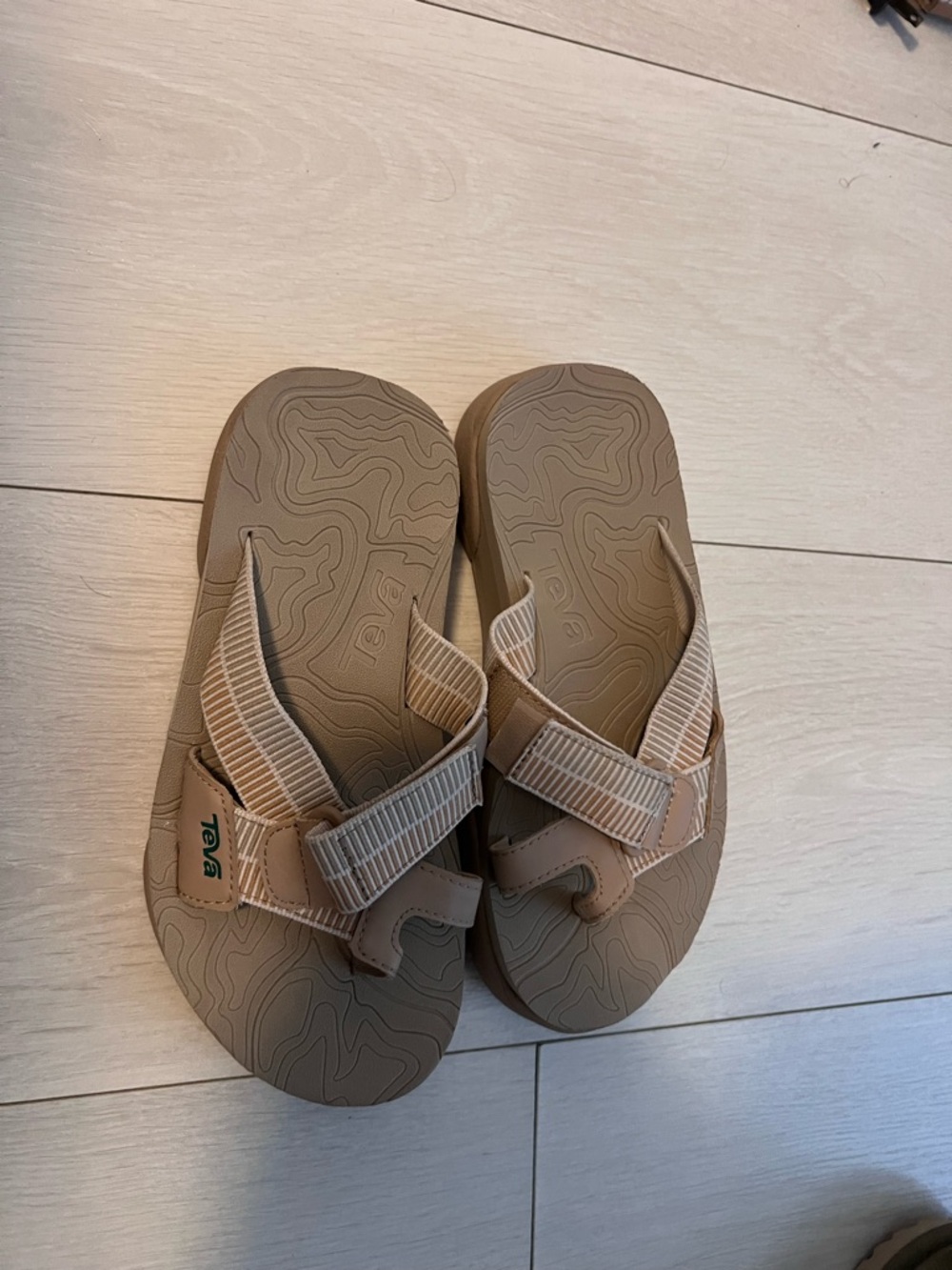 Teva Neutral Tan Striped Strap Flip Sandals